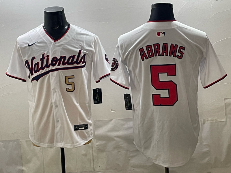 Men 2026 Washington Nationals #5 Abrams white Nike jersey 0408004-0